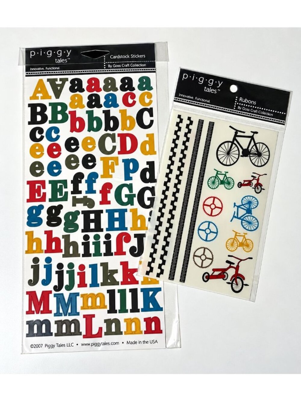 Bicycle themed Cardstock Letter Stickers & Rub-On Transfers Matching Set